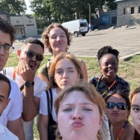 Group of students doing duck face selfie